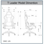 ⁦619-كرسي قيمنق ليدر فئة T مخمل رمادي دايموند مع مسند القدم⁩ - الصورة ⁦6⁩